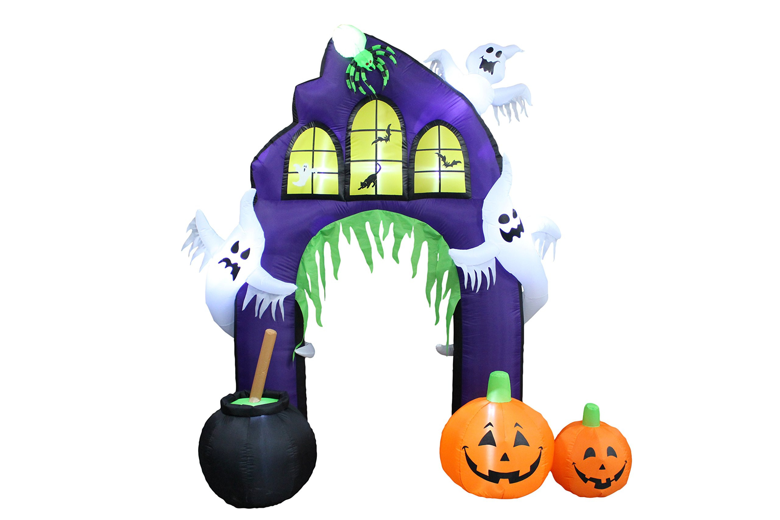 9 Foot Tall Halloween Inflatable Castle Archway with Pumpkins Spider Ghosts Cauldron LED Lights D... | Amazon (US)