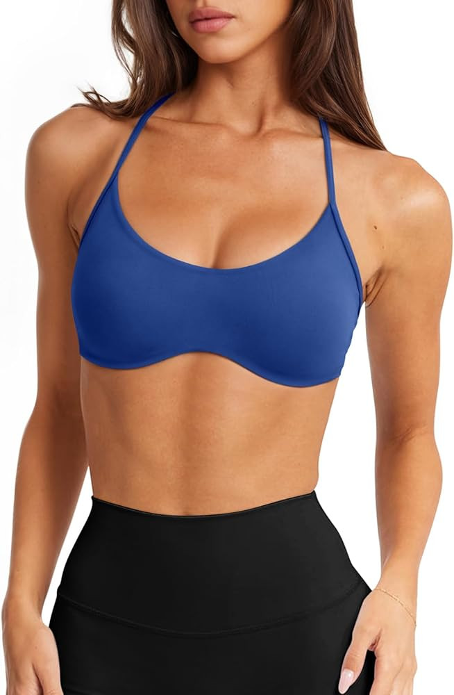 LASLULU Womens Sexy Y Back Sports Bra Padded Racerback Spaghetti Strap Workout Yoga Gym Athletic ... | Amazon (US)