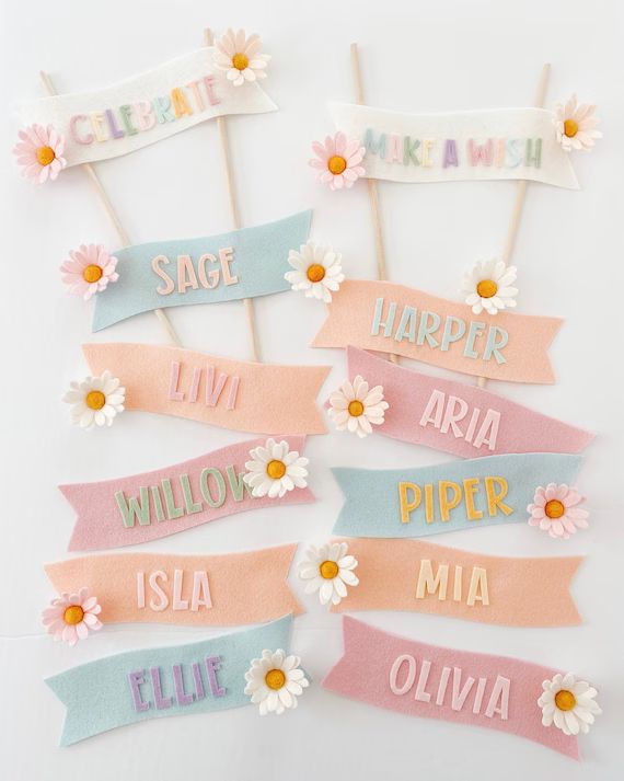 Cake Topper; Personalized Cake Topper; Felt Cake Topper; Pick Your Colour; Pastel Cake Topper; Da... | Etsy (CAD)