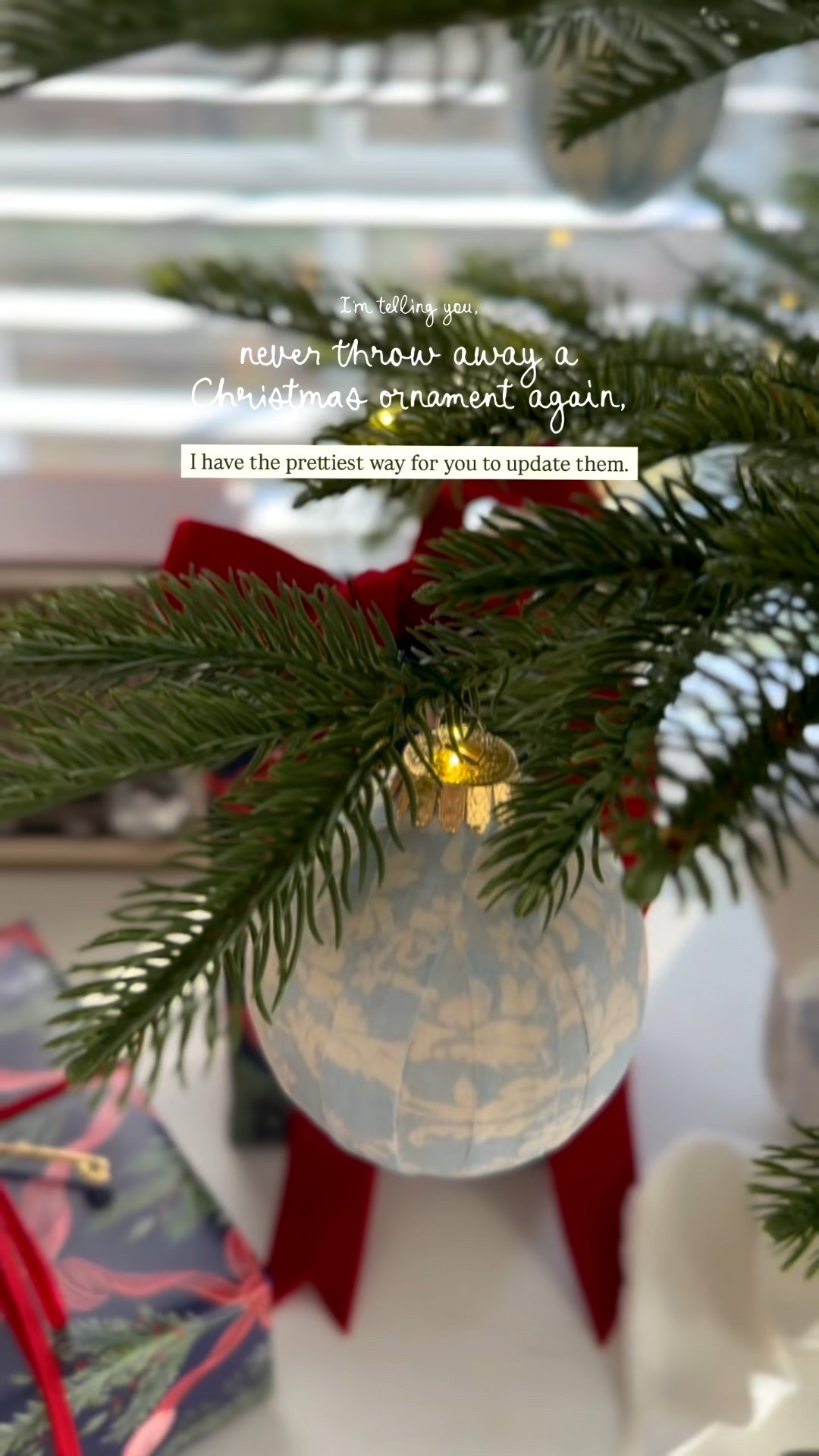 Don’t throw away Christmas ornament balls you might not love anymore, and update them with fabric and mod Podge. 

#LTKHoliday #LTKHome