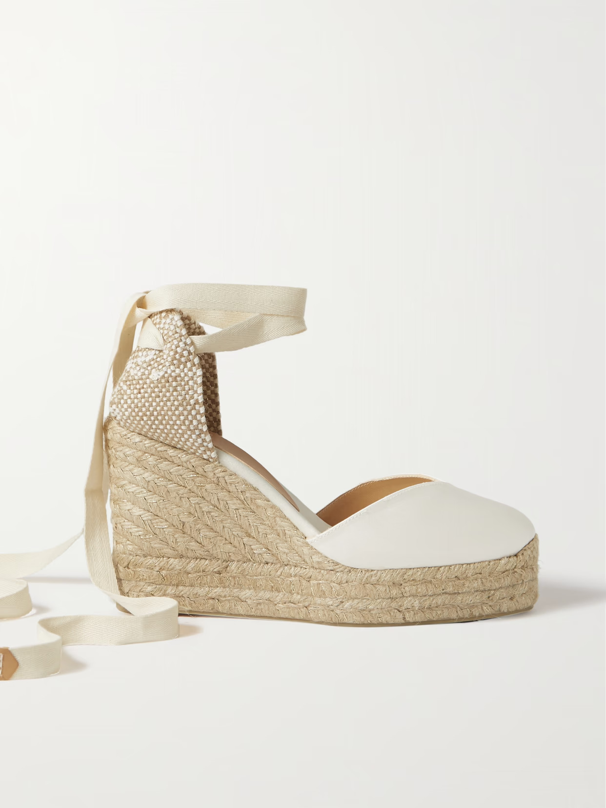 Castañer - + Net Sustain Chiara 100 Satin And Canvas Wedge Espadrilles - White | NET-A-PORTER (UK & EU)