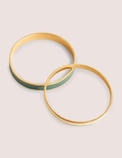 Enamel Bangle Set - Hunter Green/ Ivory | Boden US | Boden (US)