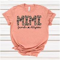 Leopard Print Mimi Personalized Grandma, Grandmother Tee, Grandma Gift Cheetah Unisex T-Shirt | Etsy (US)