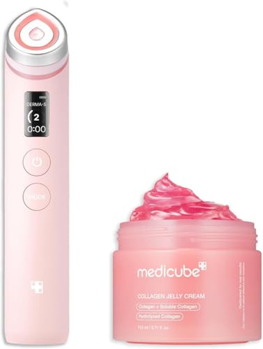 medicube Pink Skincare Set for Glass Glow Skin: Booster Pro Pink and Collagen Jelly Cream 110ml | 6-IN-1 Real Glass Glow Beauty Massager | Niacinamide & Freeze-Dried Hydrolyzed Collagen | Skincare Set | Amazon (US)