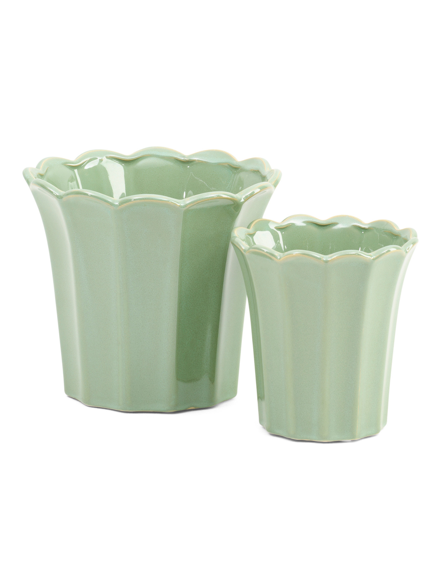 2pc Ceramic Scalloped Edge Planter Set | Plants & Planters | Marshalls | Marshalls