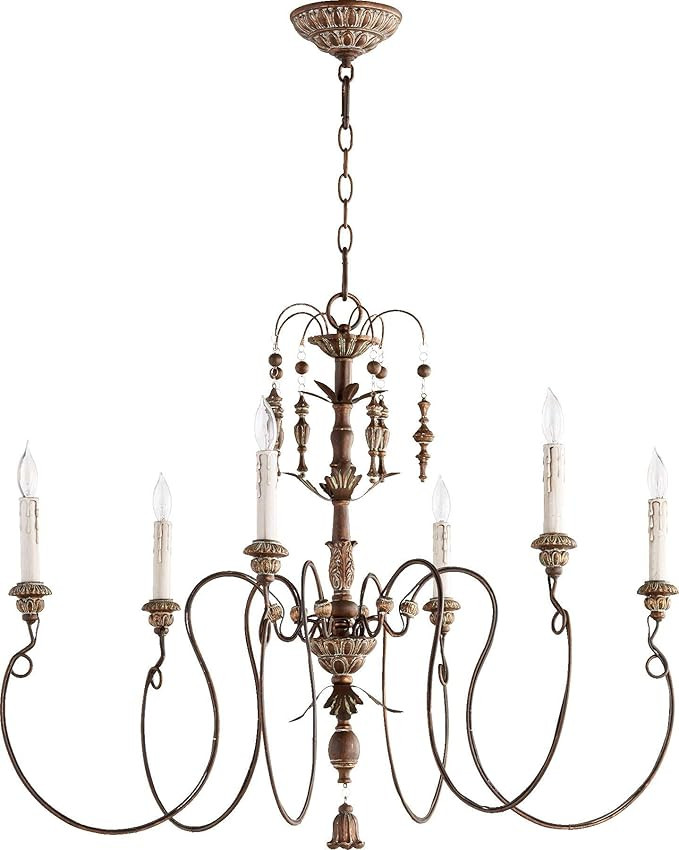 Quorum 6006-6-39 Traditional Six Light Chandelier from Salento Collection in Copper Finish, | Amazon (US)