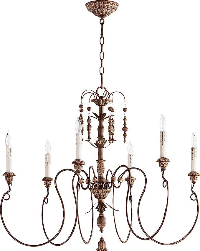 Quorum 6006-6-39 Traditional Six Light Chandelier from Salento Collection in Copper Finish, | Amazon (US)