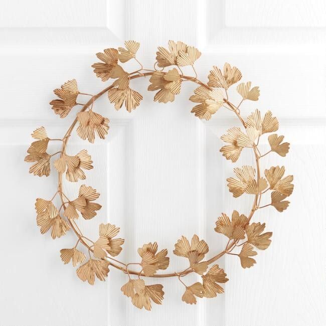 Brass Ginkgo Leaf Wreath | World Market