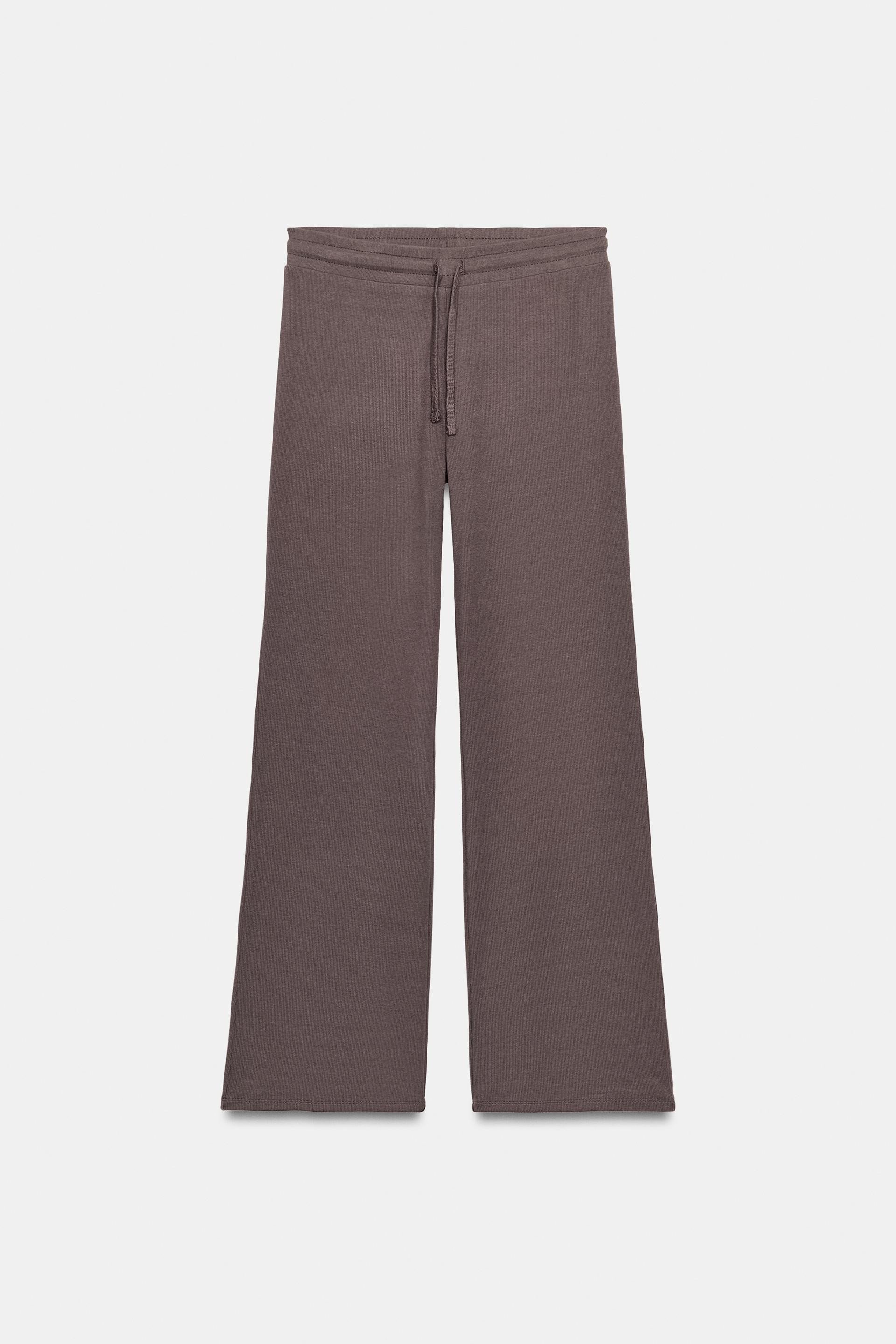 Zara - Straight Ribbed Pants - Black - M - Woman | Zara US