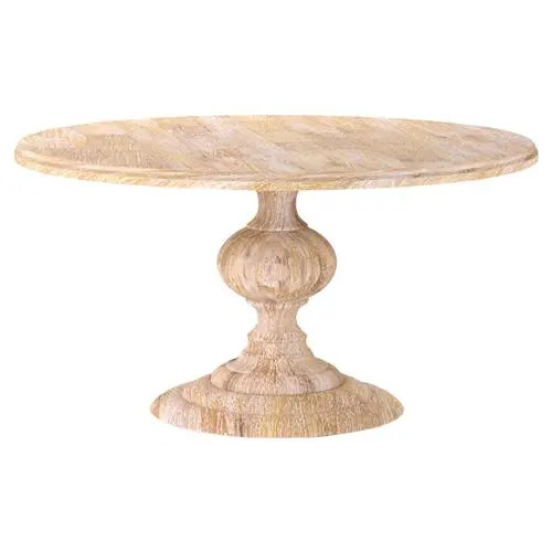 Frida French Country Brown Mango Wood Round Dining Table - 60"W | Kathy Kuo Home