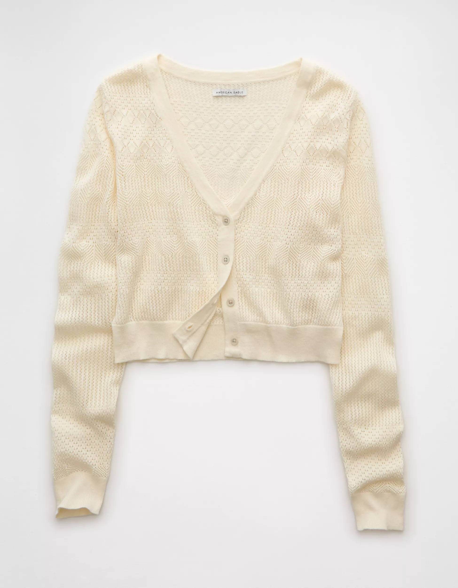AE Pointelle V-Neck Cardigan | American Eagle Outfitters (US & CA)