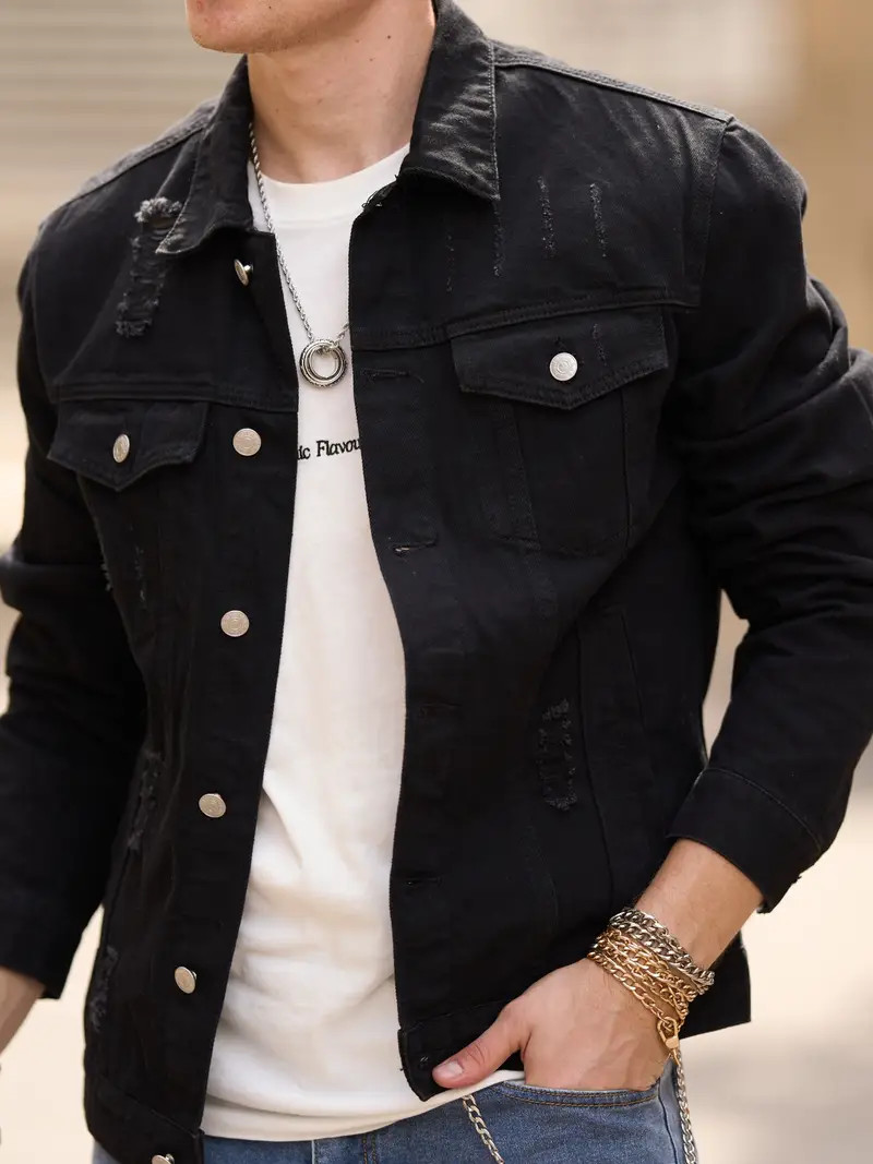 Chaqueta Mezclilla Sólida Hombre Múltiples Bolsillos Cuello - Temu | Temu Affiliate Program