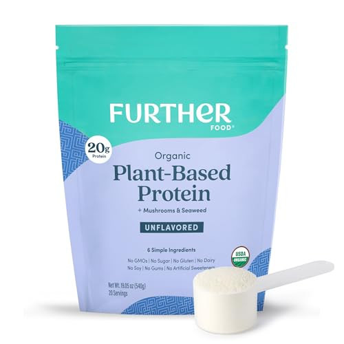 Further Food Organic Vegan Protein Powder Unflavored – 20g Pea Protein with Mushrooms & Seaweed, Non-GMO, Gluten Free, Sugar Free, 20.46 Oz | Amazon (US)