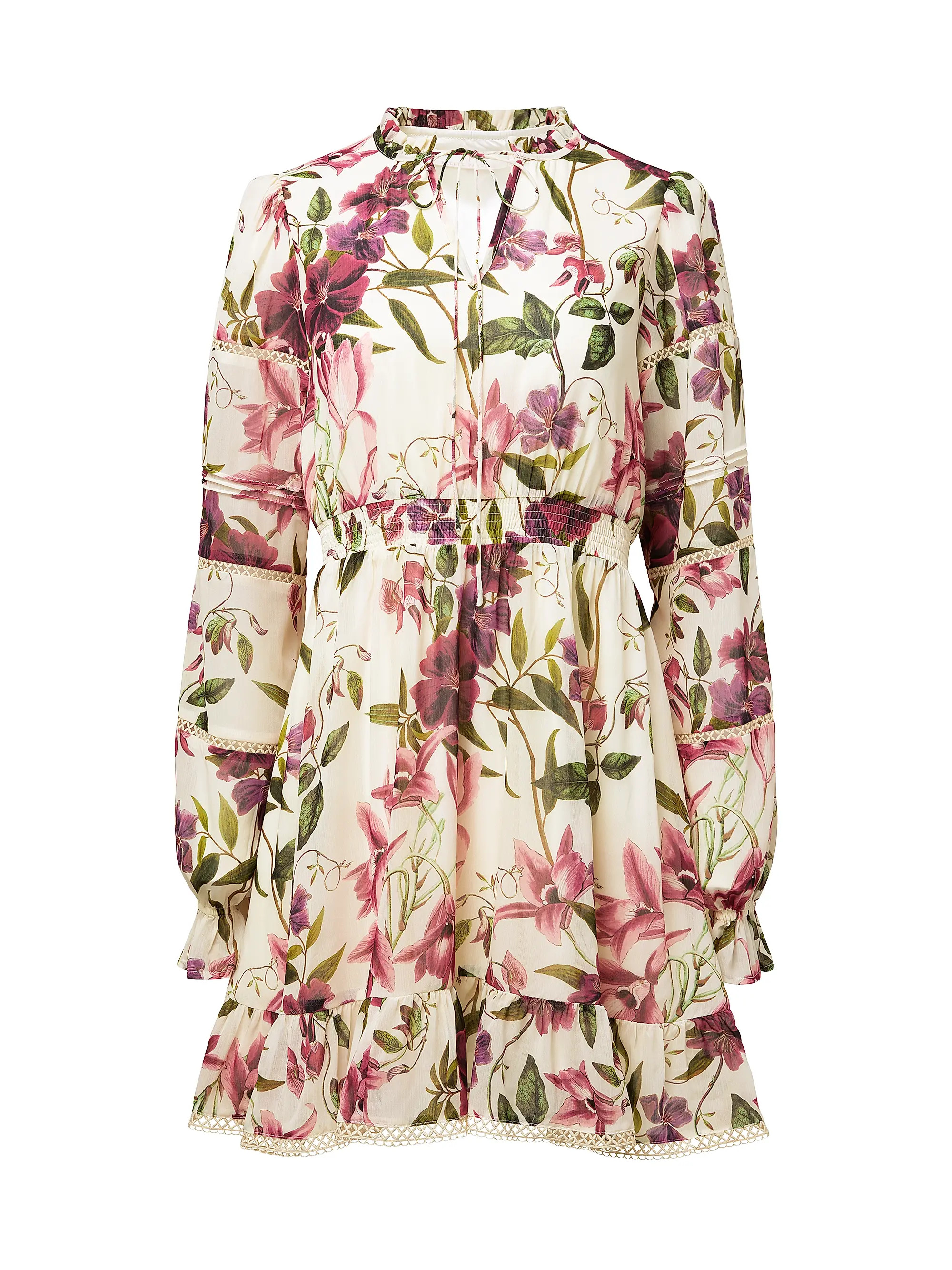 Floral Tie-Neck Minidress | Saks Fifth Avenue