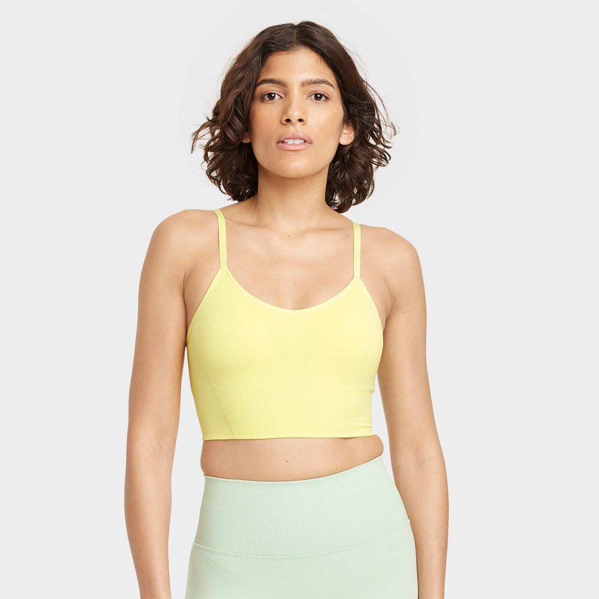 Women's Seamless Medium Support Cami Longline Sports Bra - All In Motion™ Lemon Yellow M | Target