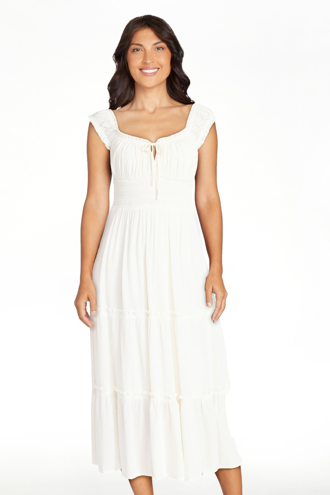 No Boundaries Puff Sleeve Midi Dress, Women’s XXS-XXL | Walmart (US)