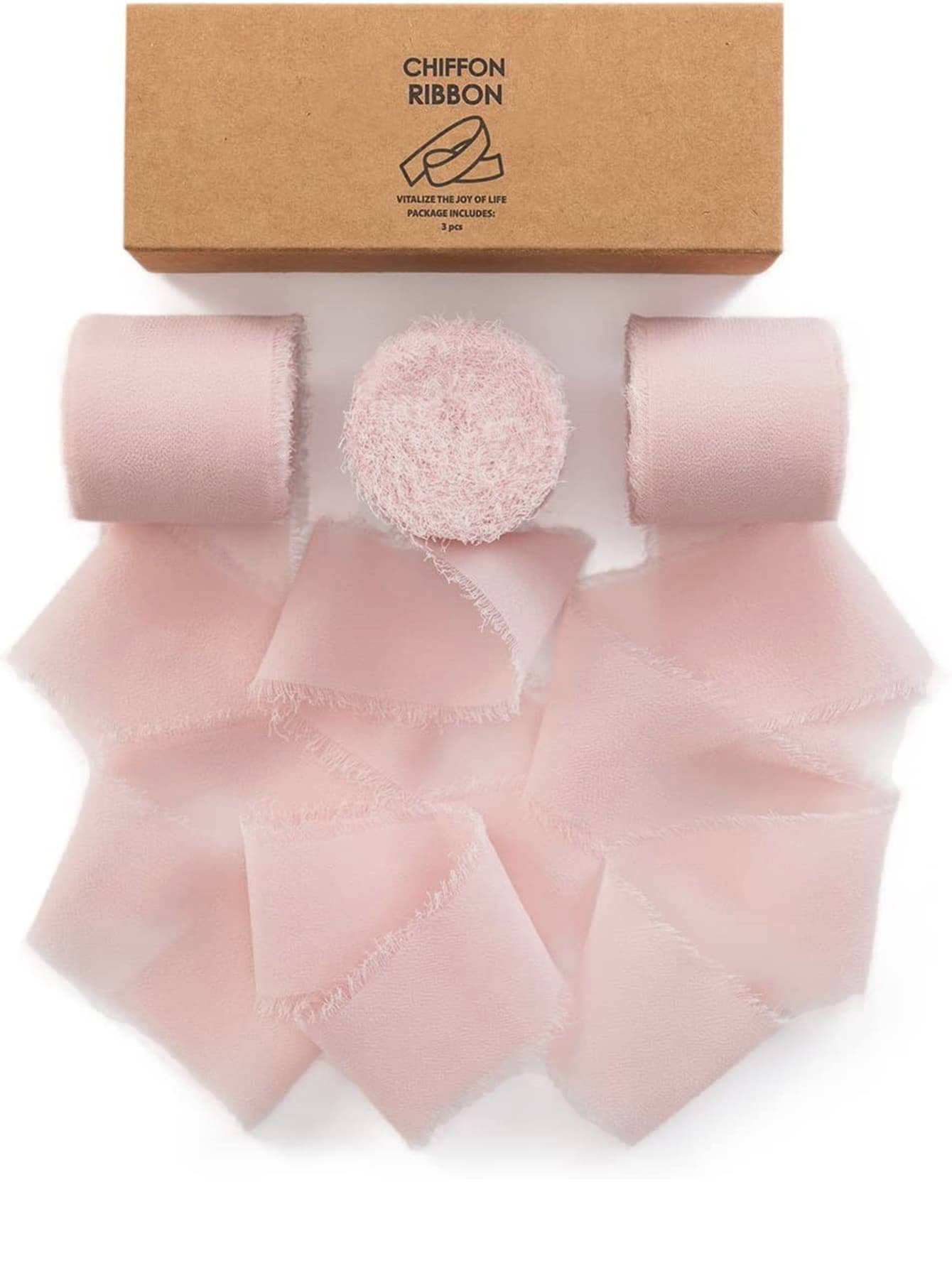 1pc Chiffon Frayed Edge Ribbon 6.5m, Decorative Satin Ribbon For Bridal Bouquet, Handmade Pearl C... | SHEIN