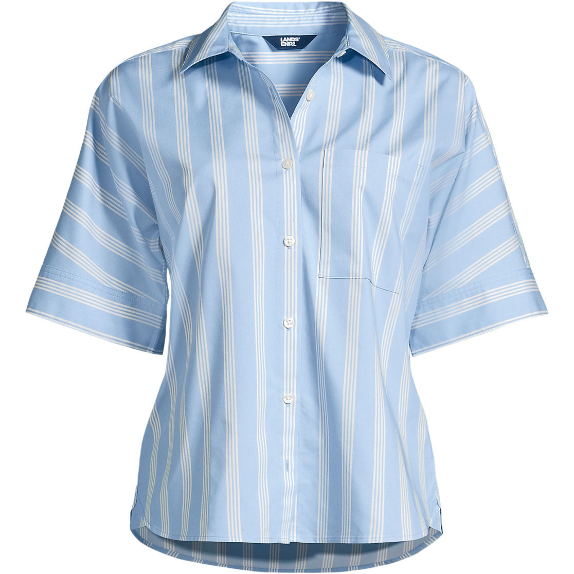 Women's Cooling Elbow Sleeve Button Front Shirt | Lands' End (US)
