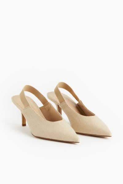Pointed slingback court shoes - High heel - Light beige - Ladies | H&M GB | H&M (UK, MY, IN, SG, PH, TW, HK)