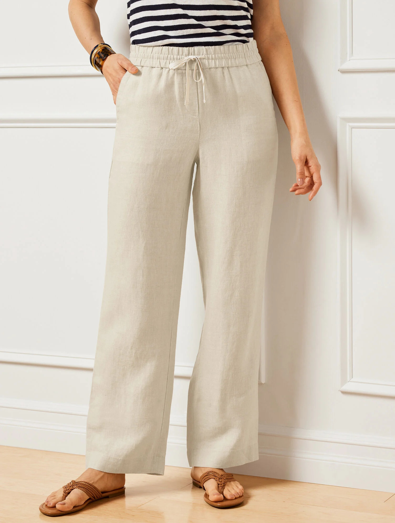 Washed linen Wide Leg Pants | Talbots