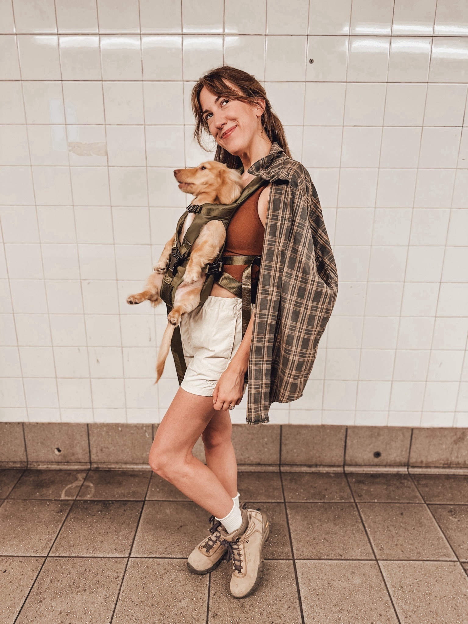 Sharing my top ten fav 'fits from 2023 in no particular order 🫶🏼 Ready to serve up more looks in 2024!

7th look: What to wear on a day trip hiking  upstate 
🎒Samson’s hiking carrier 
🤍 Comfiest athletic shorts 
👔 Plaid oversized button up 

#LTKfitness