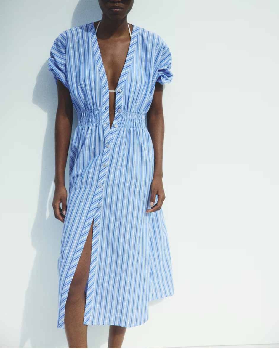 Blue and white striped midi shirt dress

#LTKSeasonal