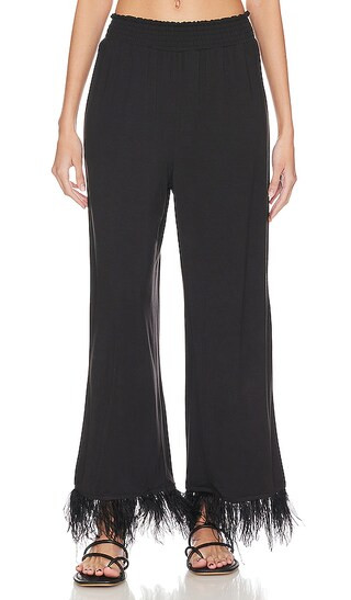 Feather Pull On Pant in Black & Black Feathers | Revolve Clothing (Global)