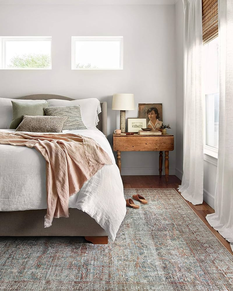 Chris Loves Julia x Loloi Jules Collection JUL-05 Lagoon/Brick 7'-6" x 9'-6" Area Rug | Amazon (US)