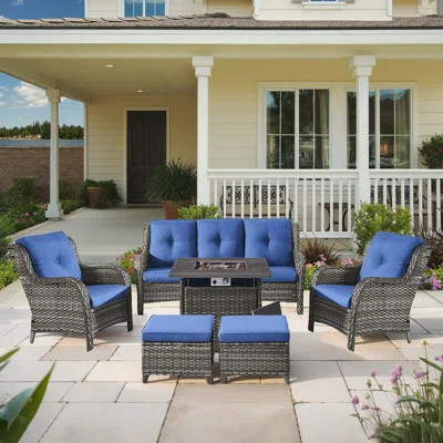 Claritza Outdoor Seating Group with Fire Pit with Cushions | Wayfair North America