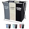 BRIGHTSHOW 135L Laundry Cloth Hamper Sorter Basket Bin Foldable 3 Sections with Aluminum Frame 62... | Amazon (US)