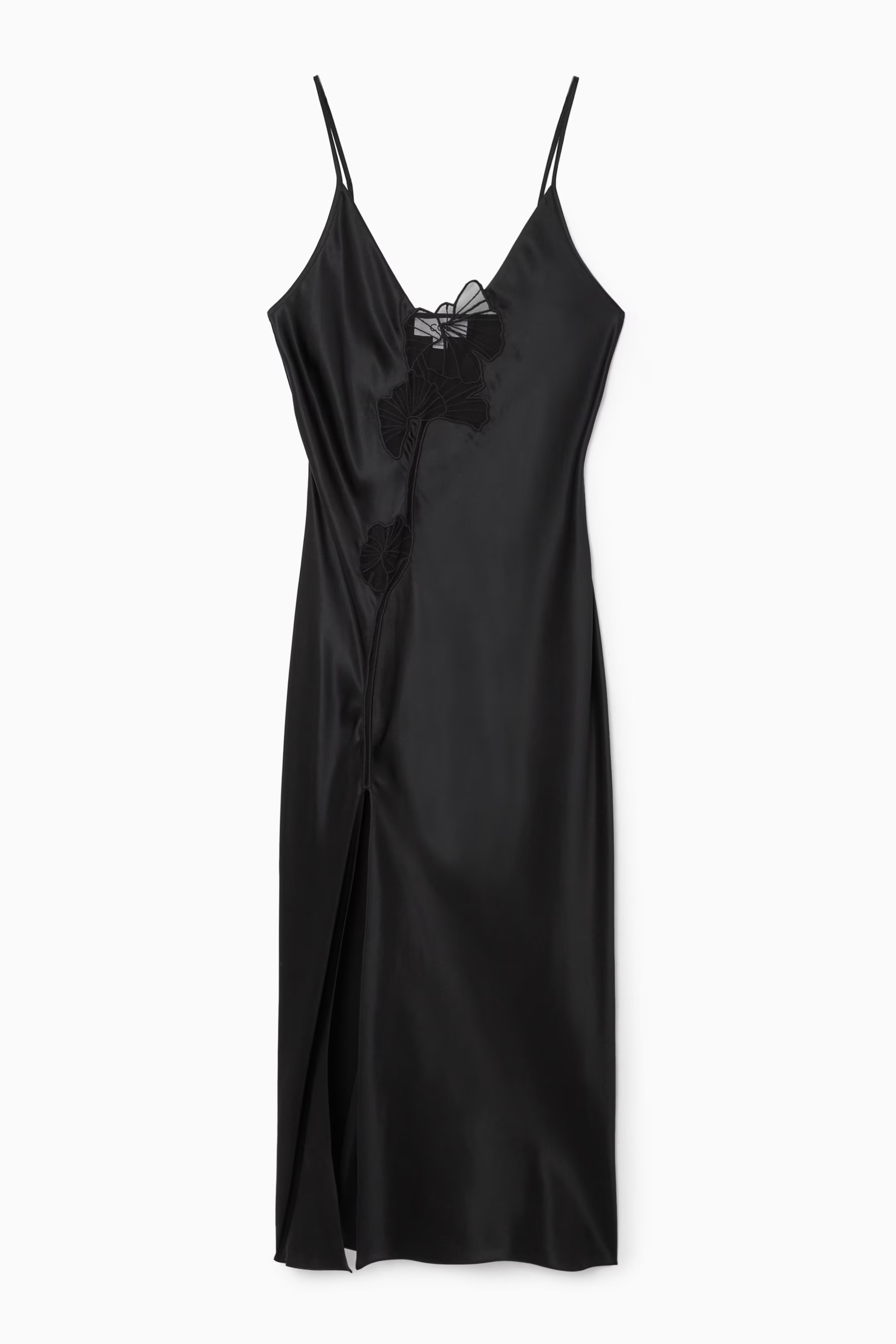 LACE-PANELLED SILK SLIP DRESS - BLACK | COS UK