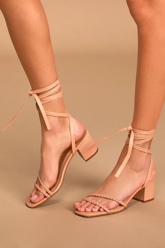 Zoraniya Nude Lace-Up High Heel Sandals | Lulus (US)