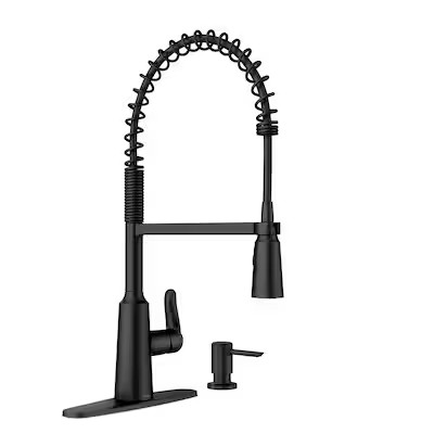 Moen Edwyn Pre-Rinse Spring Matte Black Single Handle Pull-down Kitchen Faucet with Sprayer Funct... | Lowe's