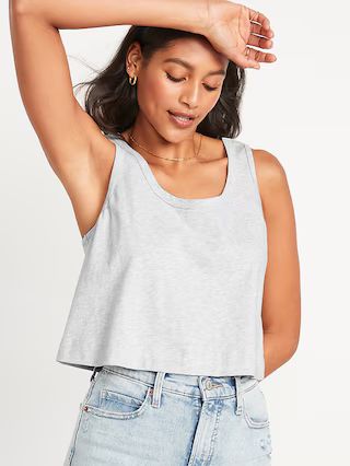 Vintage Loose Heathered Cropped Swing Tank Top for Women | Old Navy (US)