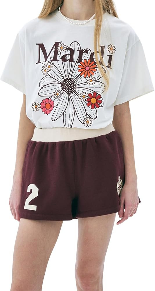 mardi mercredi Women's FLOWERMARDI Blossom Graphic T-Shirt, 100% Cotton, Relaxed Fit, Colorful Bo... | Amazon (US)