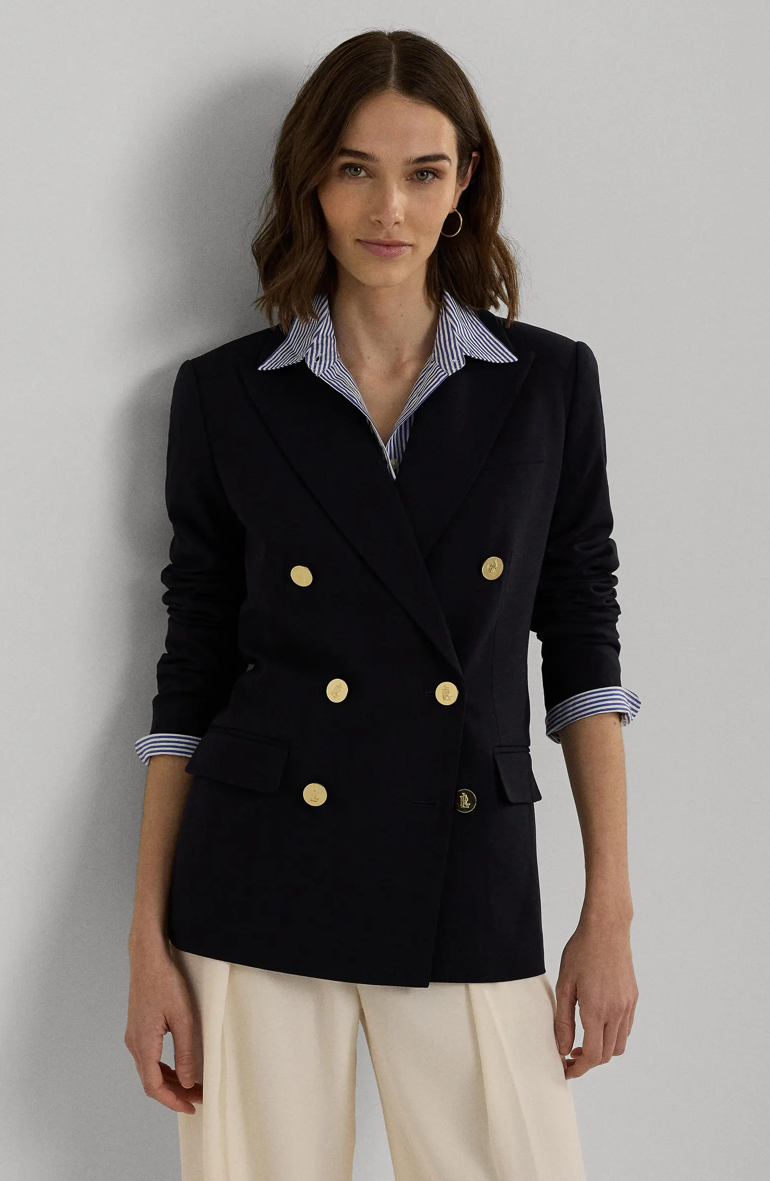 Lauren Ralph Lauren Double Breasted Stretch Wool Crepe Blazer | Nordstrom | Nordstrom