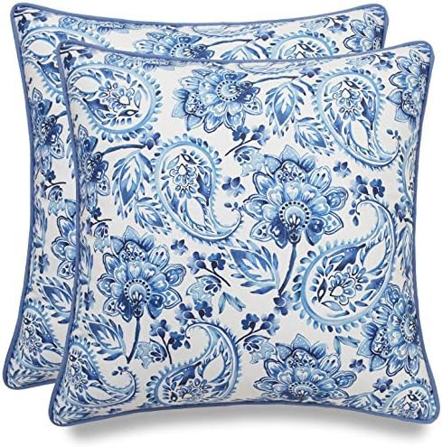 MANOJAVAYA Set of 2 Pcs Printed Paiseley Decorative Square Accent Throw Pillow Cover - Home Decor fo | Amazon (US)