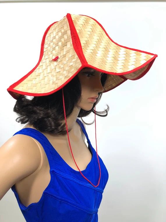 60s /70s Foldable Woven Straw Sun Hat Beach Hat | Etsy | Etsy (US)