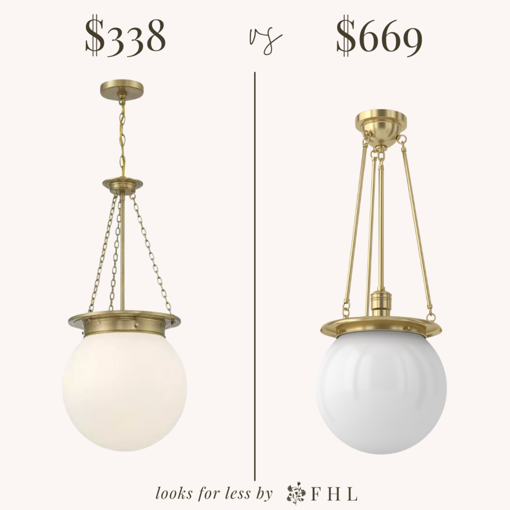 We love sourcing Looks for Less for your home. Here we’ve found two gold globe pendant lights look with very different prices 🤍

#LTKHome