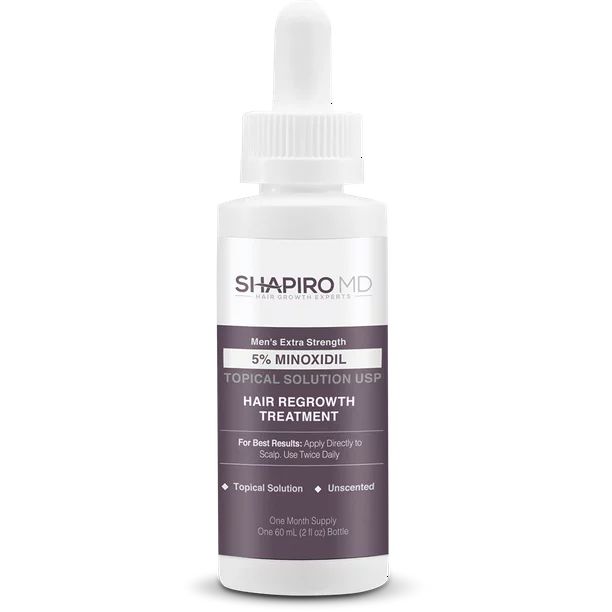 Shapiro MD Minoxidil 5% Men's Hair Growth Treatment, FDA Approved Serum Promotes Hair Regrowth | ... | Walmart (US)