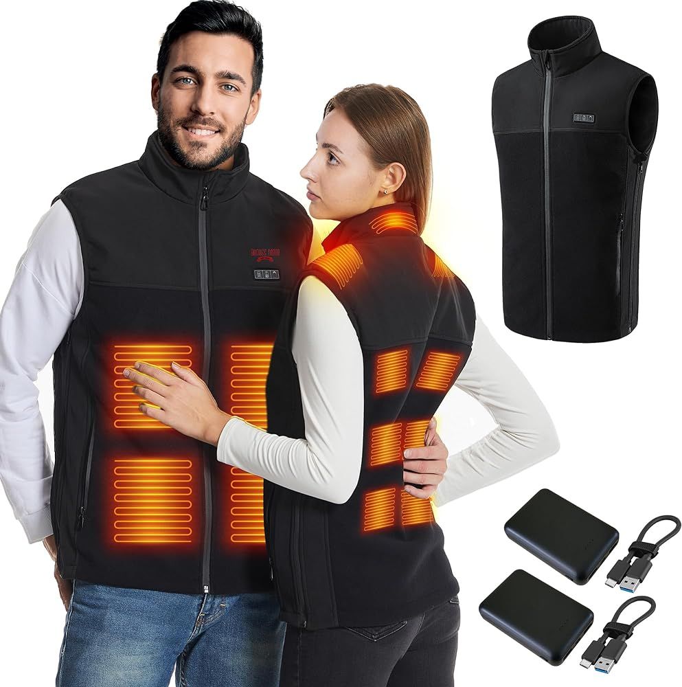Badass Moto Fleece Heated Vest for Men Women With Battery Pack + 2nd Battery Included. Up to 20 H... | Amazon (US)