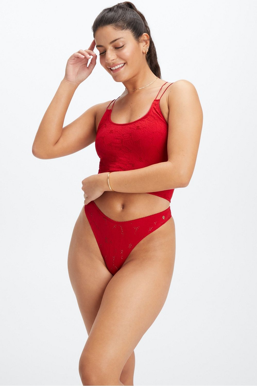 Seamless Lace High-Waisted Thong | Fabletics - North America