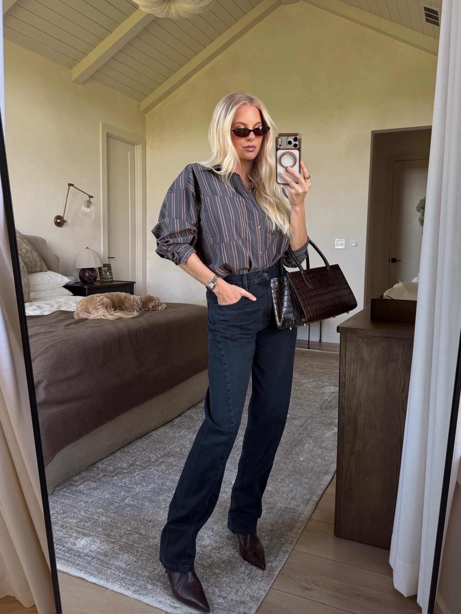 SIZE: small in top, 27 in jeans, boots run tts (linking similar)! #kathleenpost

Fall outfit inspo, casual chic fall look, fall transition
