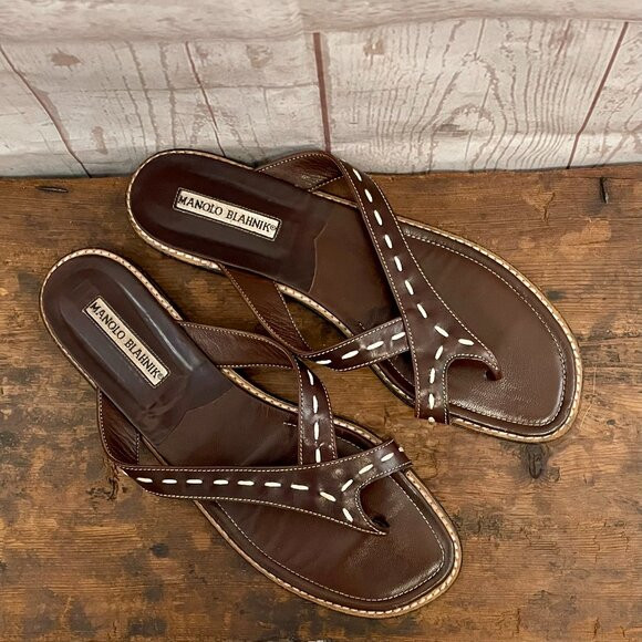 Manolo Blahnik crossover stitched sandals | Poshmark