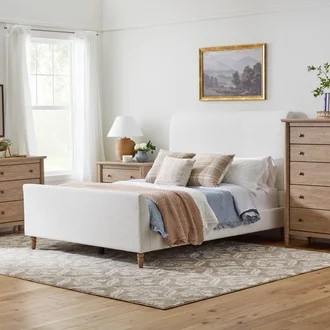 My Texas House Flynn Boucle Platform Bed, Queen, Cream | Walmart (US)