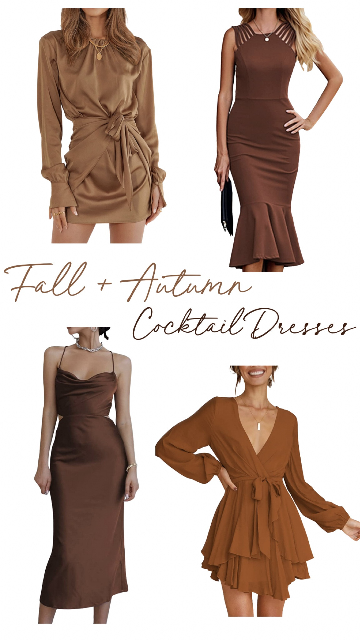 Loving these brown dresses for fall autumn wedding guest attire + cocktail dress options 

All under $45, true to size #amazonfashion

#LTKSeasonal #LTKwedding #LTKunder50