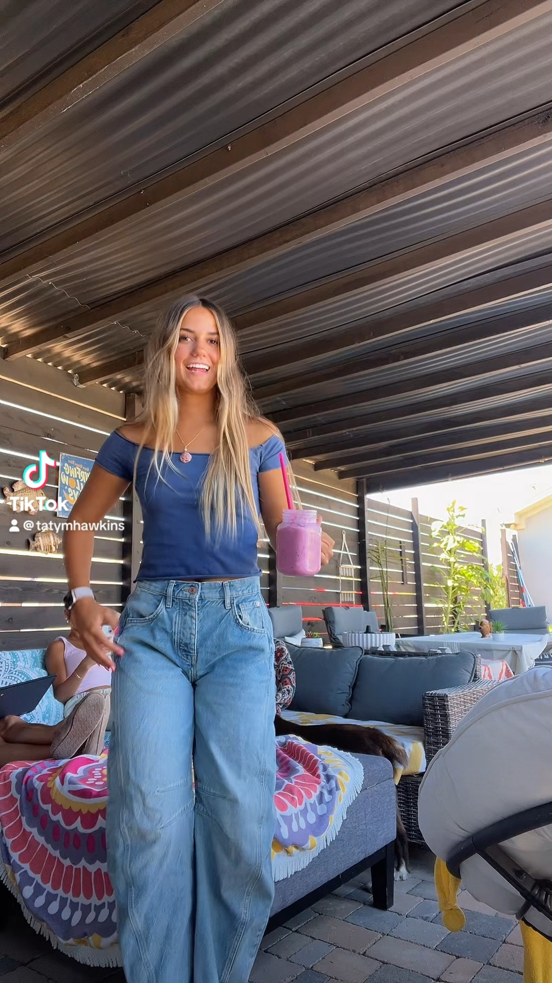 Free people barrel jeans!