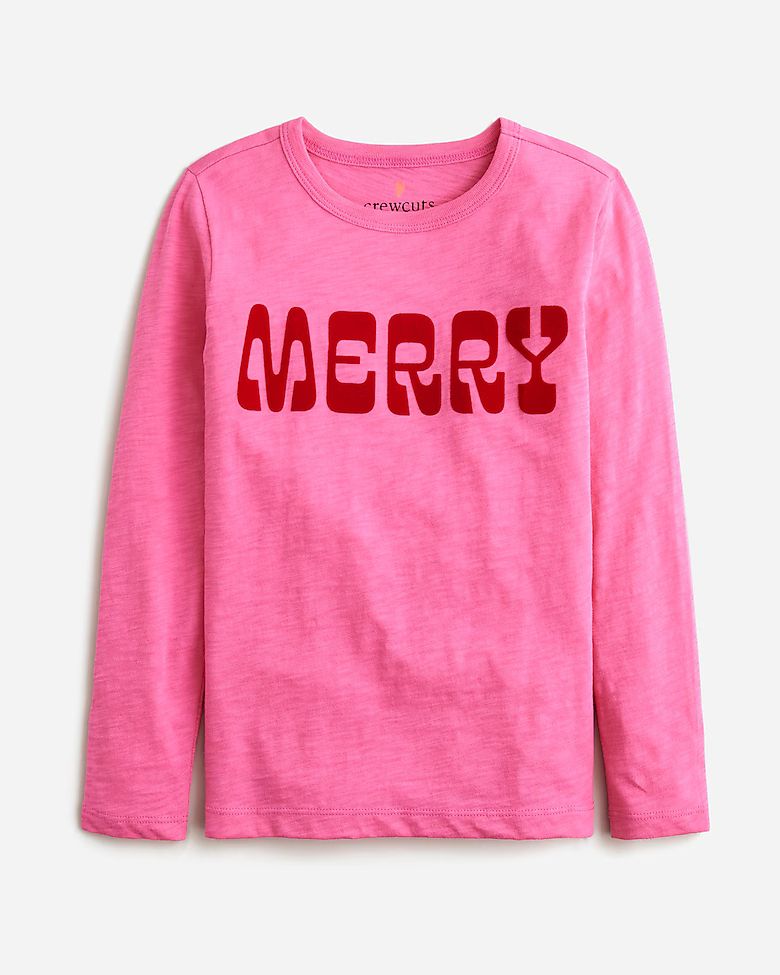Girls' long-sleeve "merry" graphic T-shirt | J.Crew US