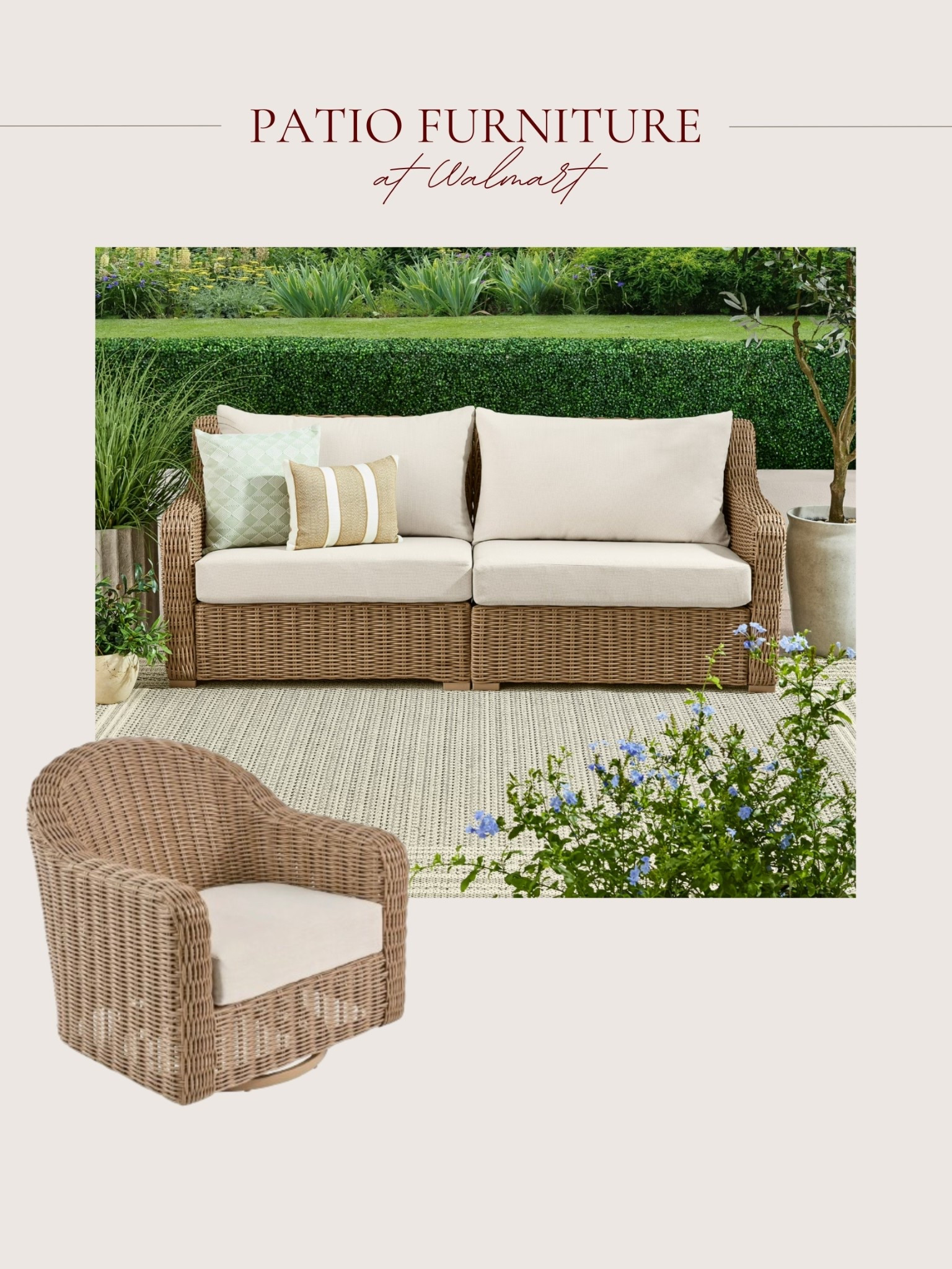 Pottery Barn vibe on a Walmart budget!! Loving this brown wicker and cream cushion combination 😍

#LTKSeasonal #LTKHome