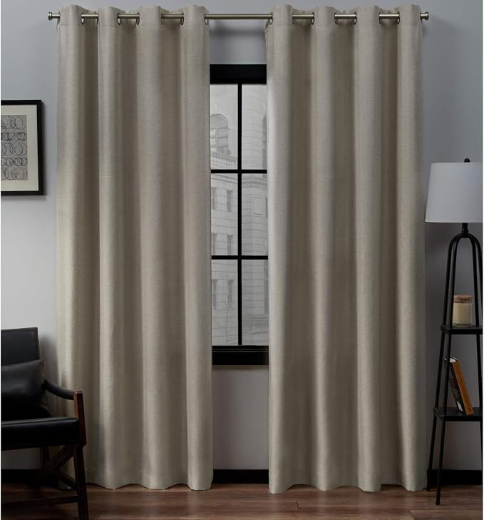 Exclusive Home Curtains Loha Linen Grommet Top Curtain Panel Pair, 52x108, Natural | Amazon (US)